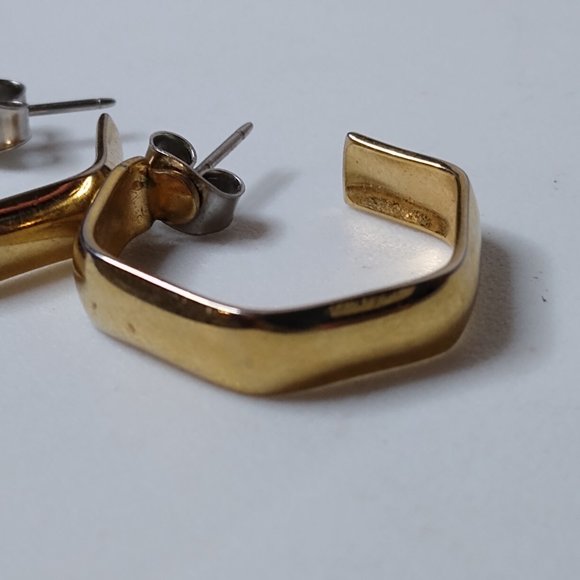 Vintage Pentagon Metal Hoop Earrings - Picture 8 of 15